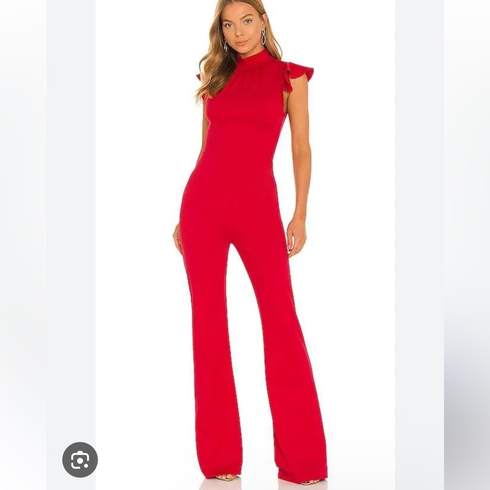 Amanda Uprichard Red Sleeveless High-Neck Jumpsuit